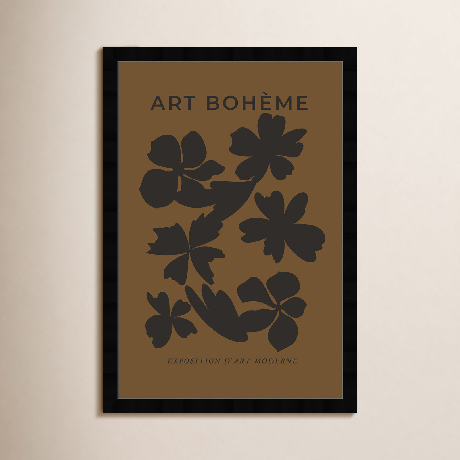 Minimal Black And Brown Floral Pattern by Oliver Gal, Black, 17" H x 12" W