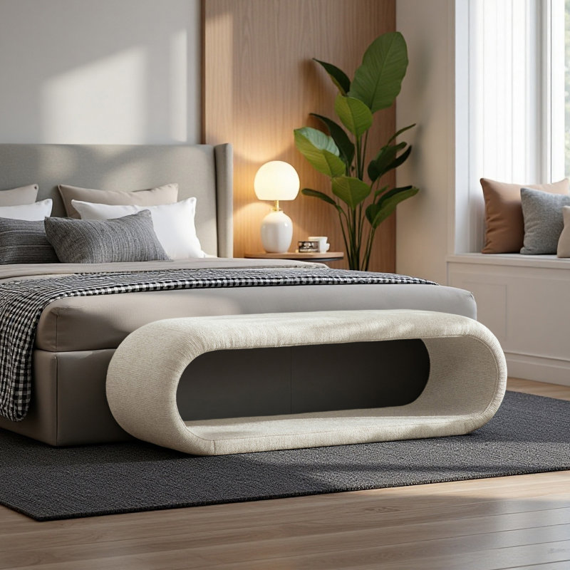 Banc rembourré 52,17 po Chenille, Blé