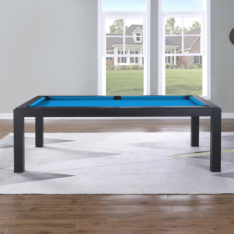 Table de billard Ashmont, 8 pi, Noir rétro, Bleu tournoi
