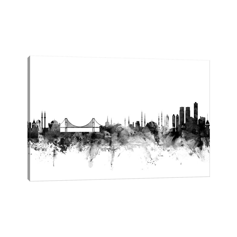 Istanbul, Turkey In Black And White by Michael Tompsett - Wrapped Canvas Gallery-Wrapped Canvas Giclée