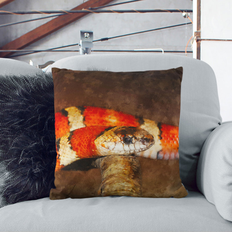 King Snake Painting Scatter Cushion with Filling, Black, 55cm H x 55cm W x 20cm D