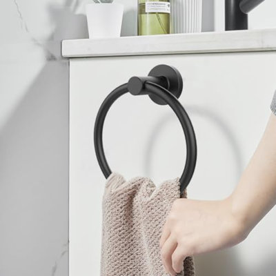 Porte-serviette pour salle de bain mural à visser blanc anneau porte-serviette en acier inoxydable support à serviettes pour salle de bain