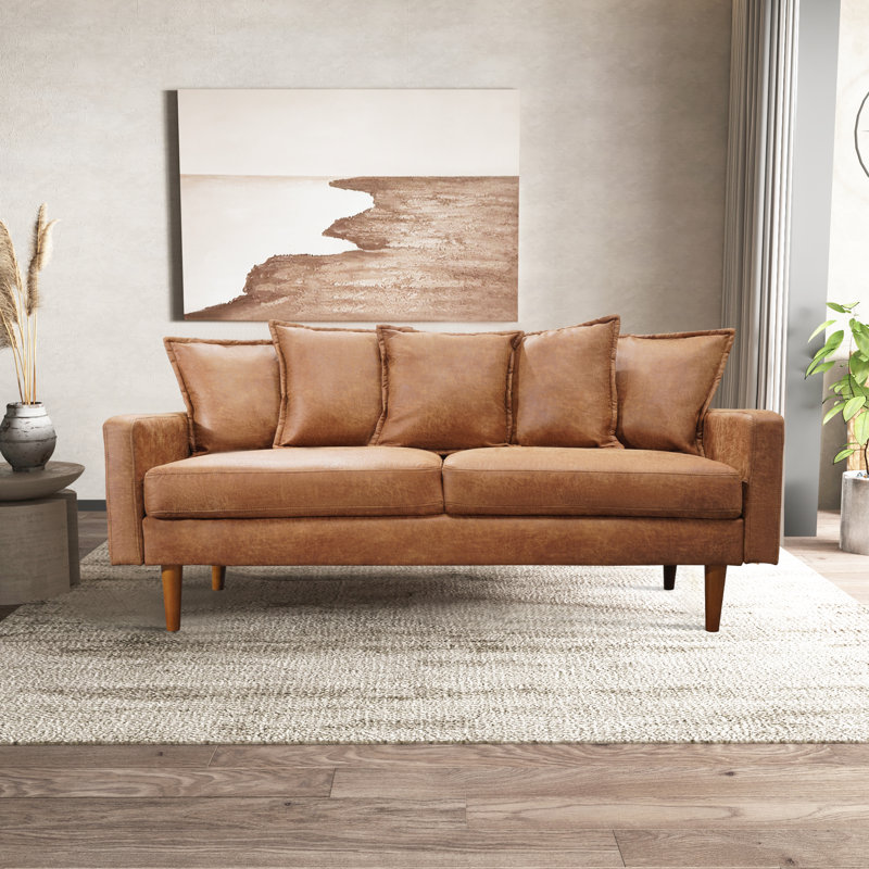 70'' Faux Leather Square Arm Sofa