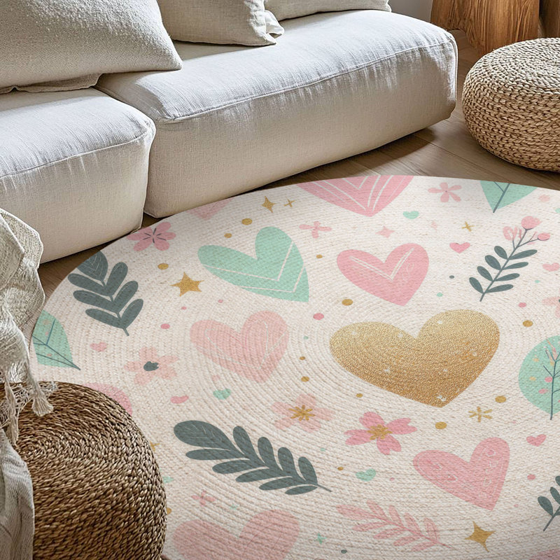 Tapis tressé Heartfelt Sweet Shapes, Rond 5 pi