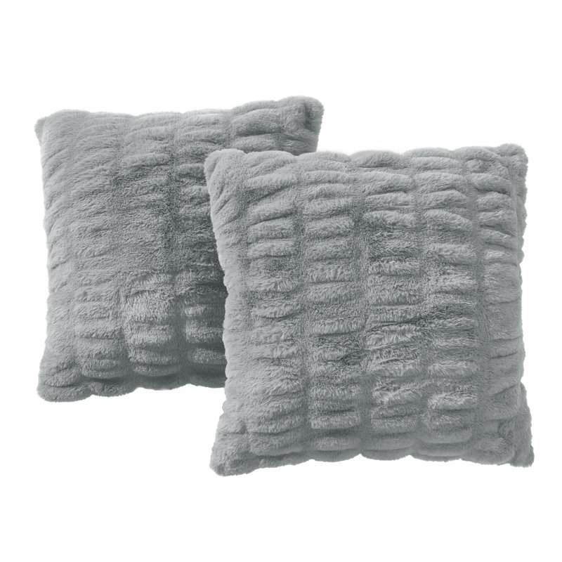 Shar Pei Square Faux Fur Pillow Cover, Silver