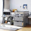 Lit mezzanine simple avec bureau à roulettes, tablette et tiroirs-965051890