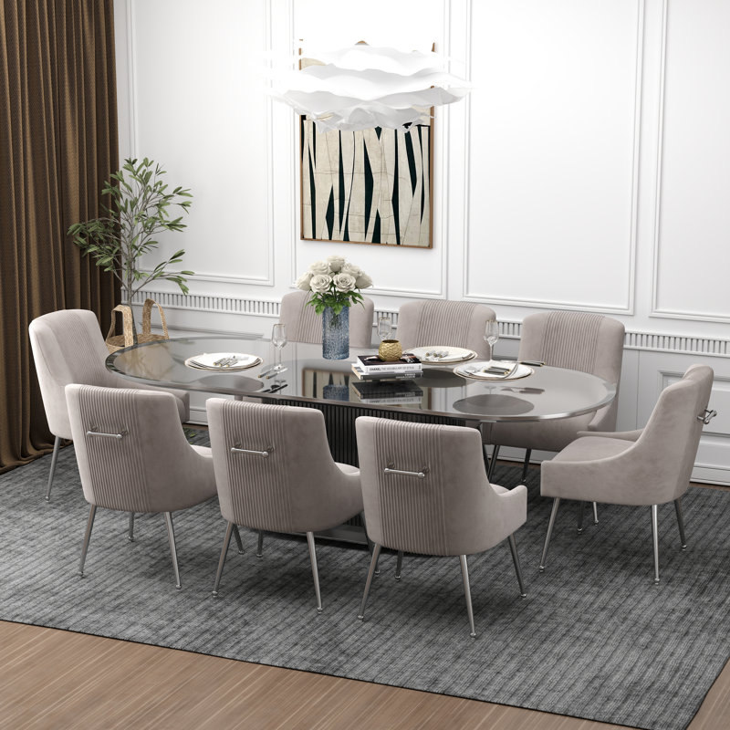 Chaise d'appoint rembourrée en velours Farr avec pieds argentés Farr, Gris