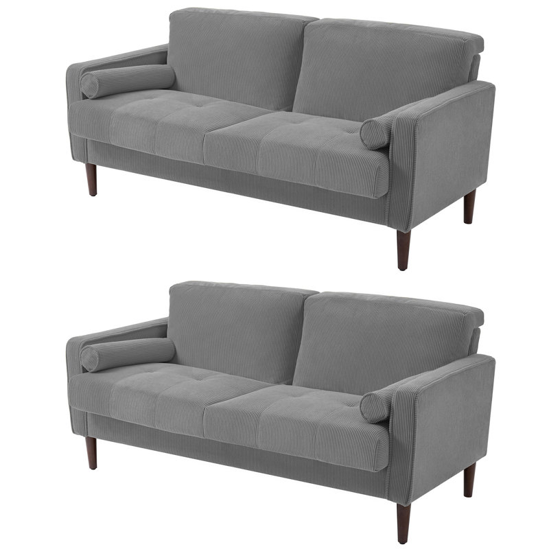 Carmelinda 157Cm Square Arms Sofa, Light Grey