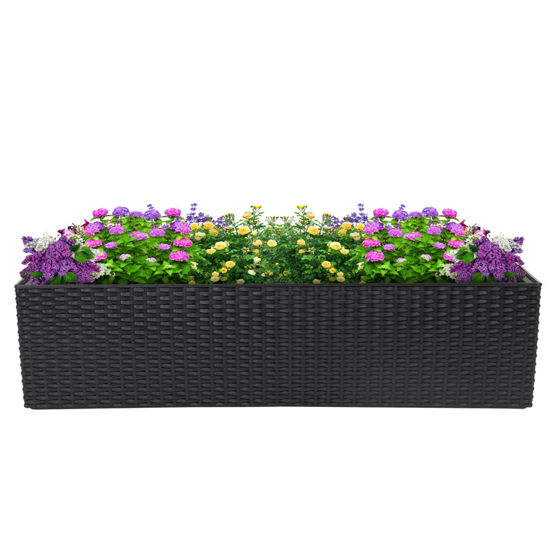 Boîte à fleurs noire avec crochets réglables