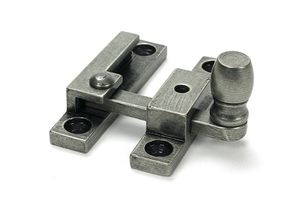 Mushroom Quadrant Fastener - Narrow, Pewter Patina