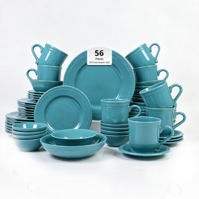 Service de table 56 pièces en grès à pois nacrés HomeVSS, pour 9 personnes