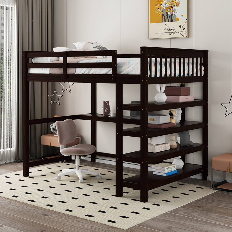 Gerlean Kids Loft Bed, Espresso, Full