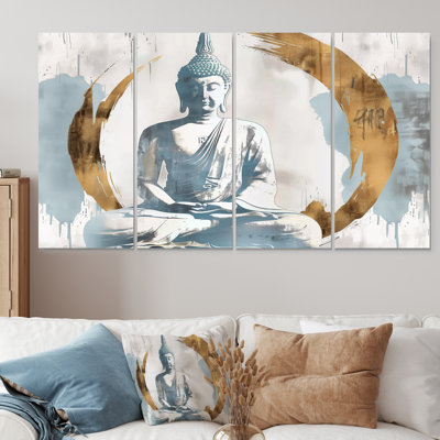 Ensemble de décorations murales Bouddha gris et doré