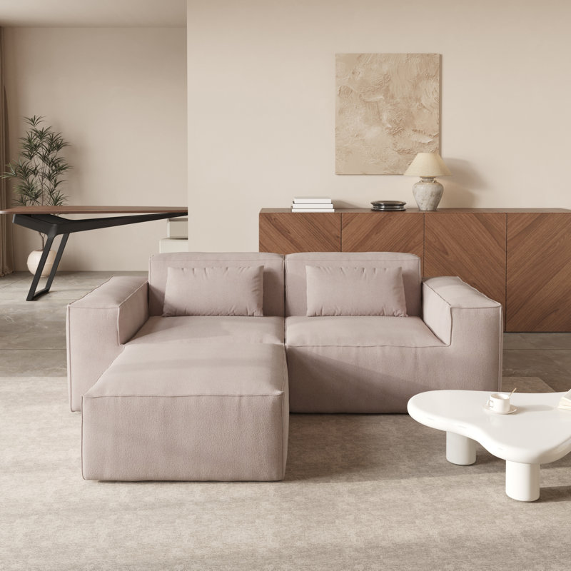 Canapé modulaire avec repose-pieds 3 pièces Boneless, Velours brun nuage