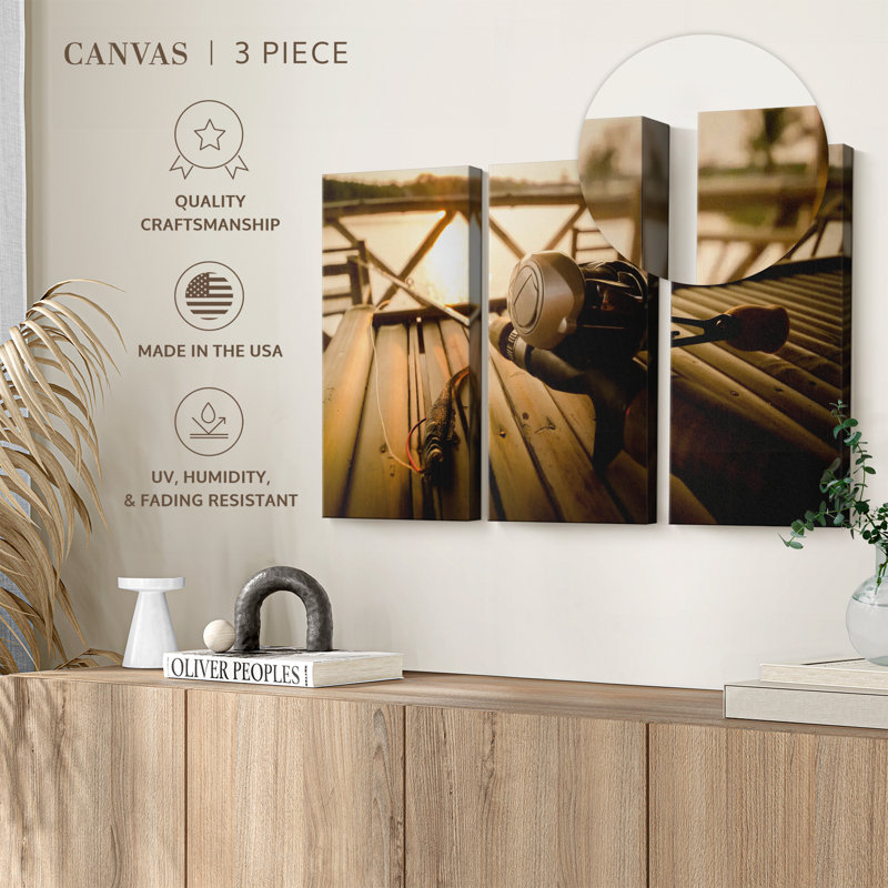 «Bass Fishing Set», 3 pièces sur toile, H 48 po x l 74 po x P 1,25 po