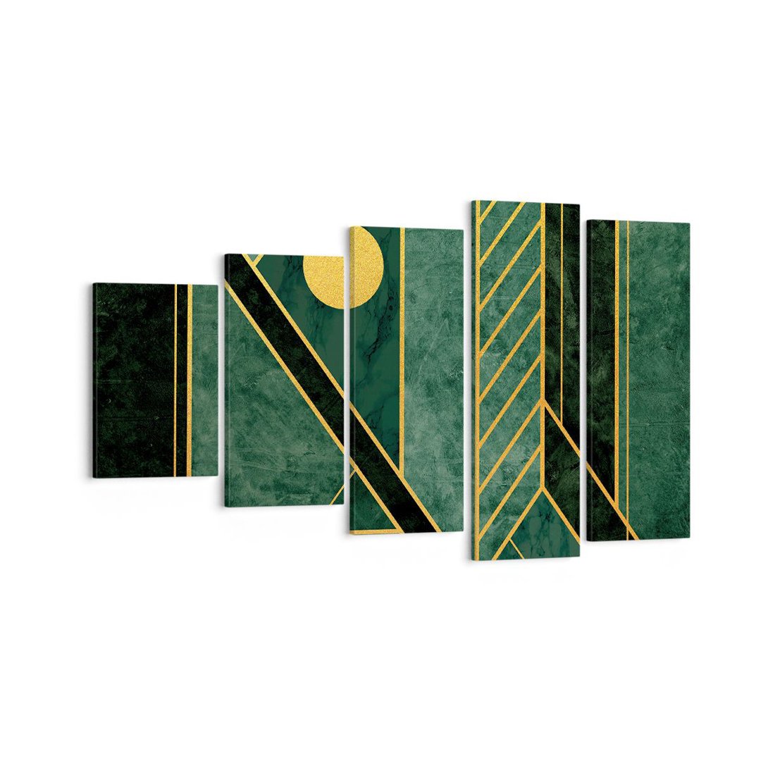 5-tlg. Leinwandbilder-Set Green Piece Geometric