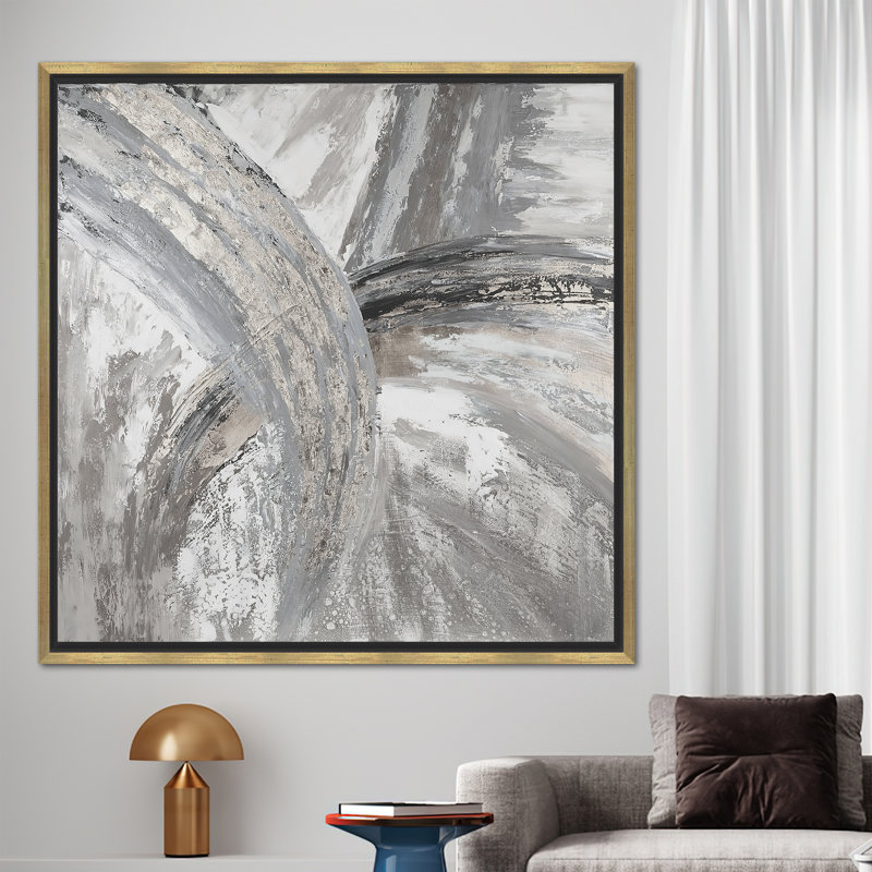 Toile d'art moderne en marbre argenté moderne pour décoration murale tendance dans des tons de gris, H 26 po x l 26 po, Doré
