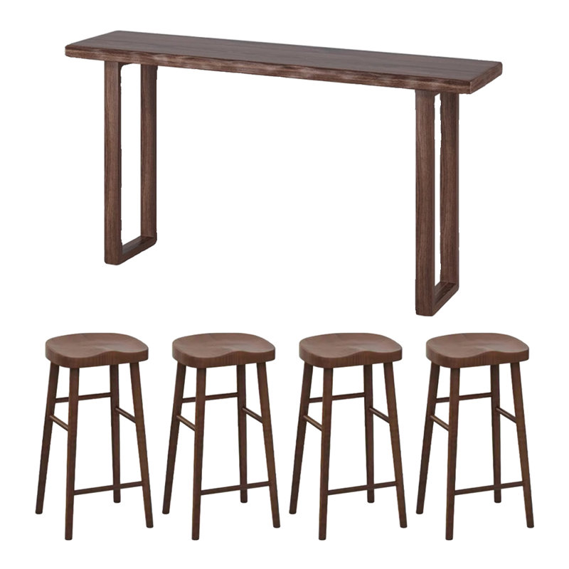 Grandes tables et chaises de bar en bois massif, H 41,3 po x L 55,1 po x l 15,7 po, 5 pièces: table, 4 chaises