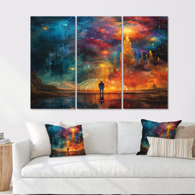 «Wanderer In Distant Urban Land - Space Paysages», ensemble d'art mural