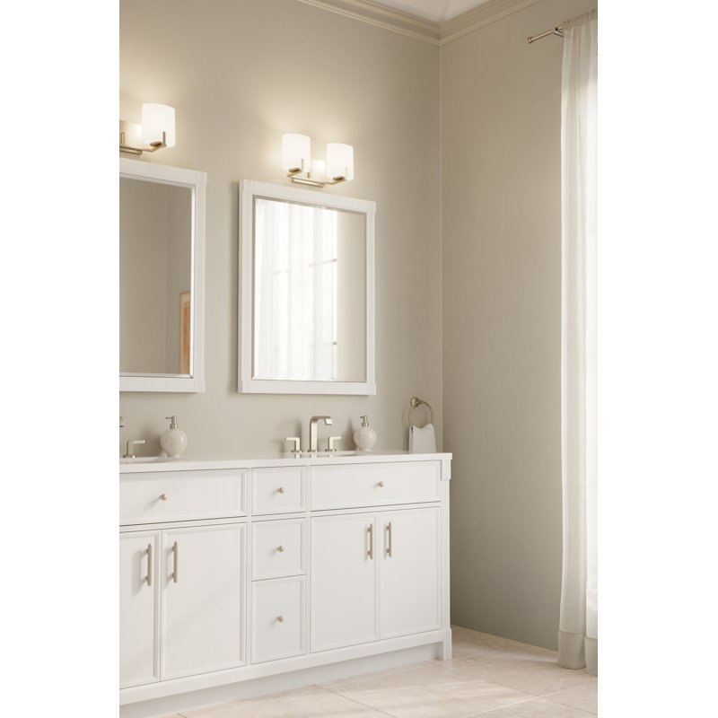 Meuble-lavabo 2 lumières Mirelle, H 7,5 po x l 16 po x P 6 po, Deux lumières, Nickel