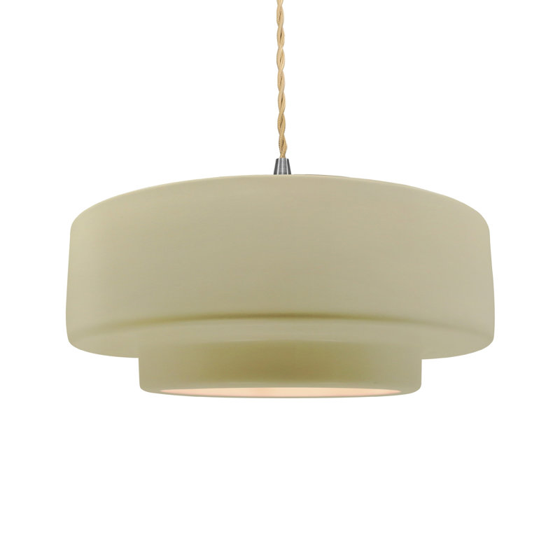 Luminaire suspendu à 1 lumière Meydan, H 6 po x l 16,25 po x P 16,25 po, Vanille lustrée, Nickel brossé