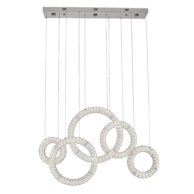 8-Light Chrome Dimmable LED chandelier With Clear Crystal Accents