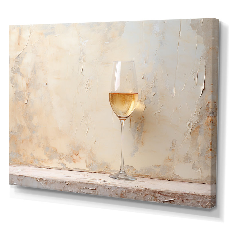 " Minimalism Wine Champagne ", 24" H x 32" W x 1" D, Wrapped Canvas