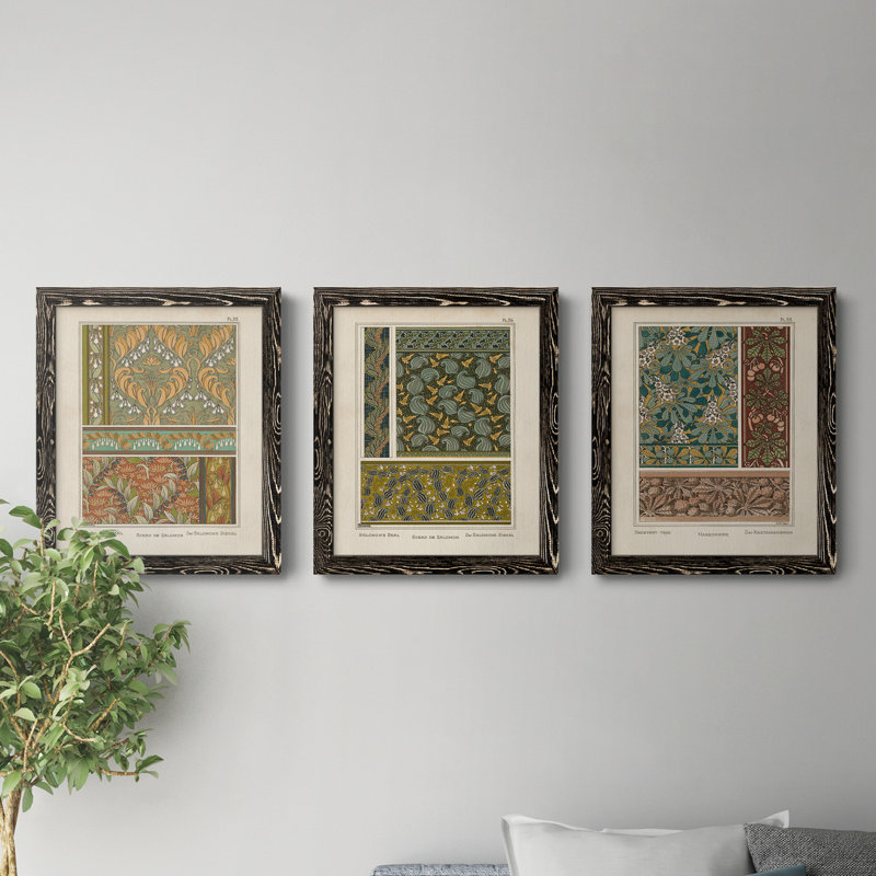 Nouveau Decorative VII - Ensemble de 3 peintures sur toile encadrées, H 20 po x l 51 po x P 1,5 po, Noir