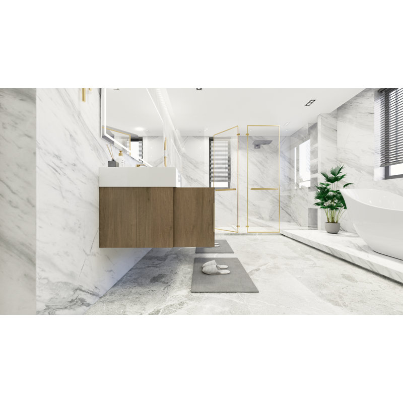 Glasgow 72'' Double Bathroom Vanity with Acrylic Top, Light Oak