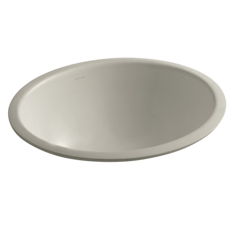 Lavabo de salle de bain ovale encastré en céramique Caxton, Banc de sable