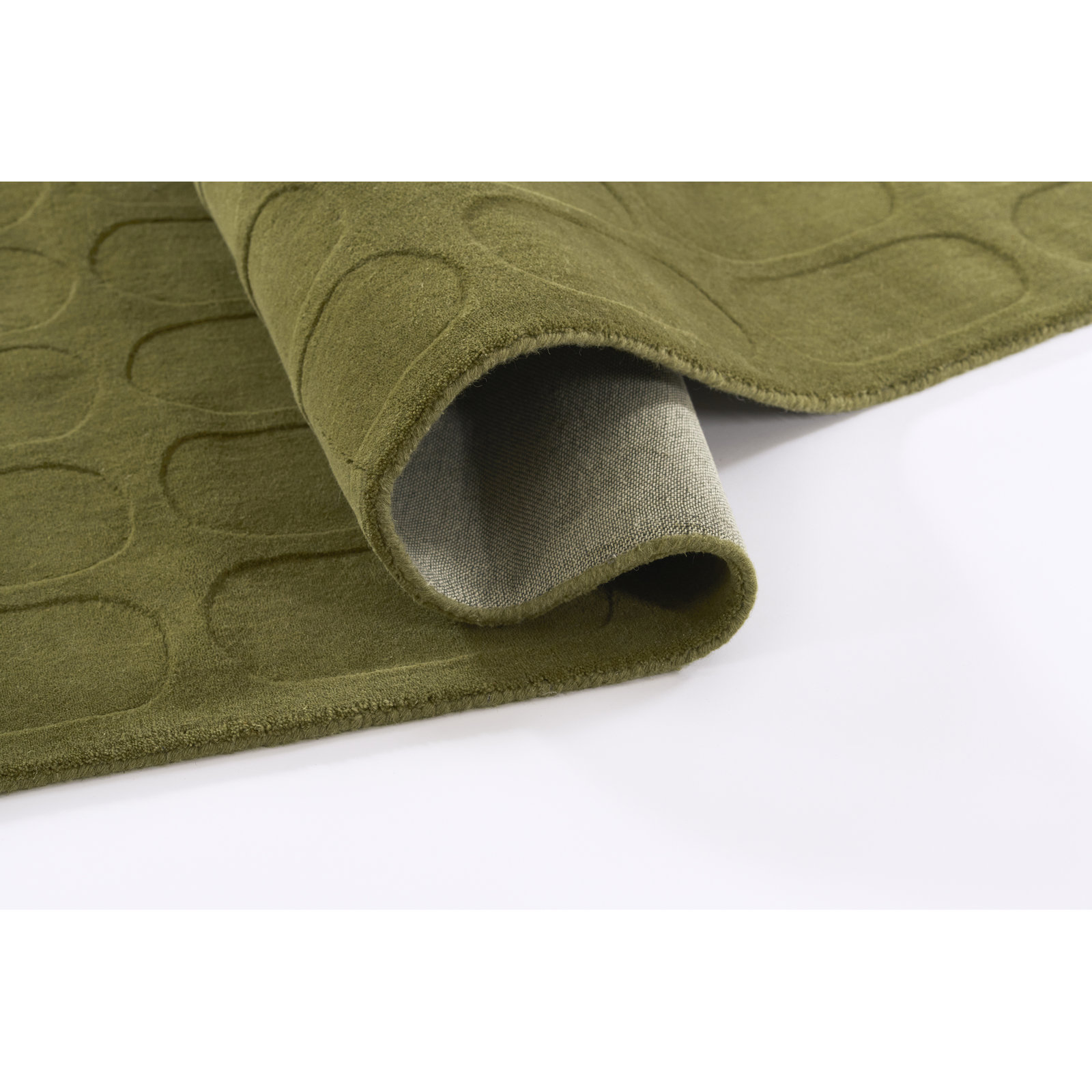 Aldery Green Hand-Loomed Geometric Wool Rug, 5' X 8'