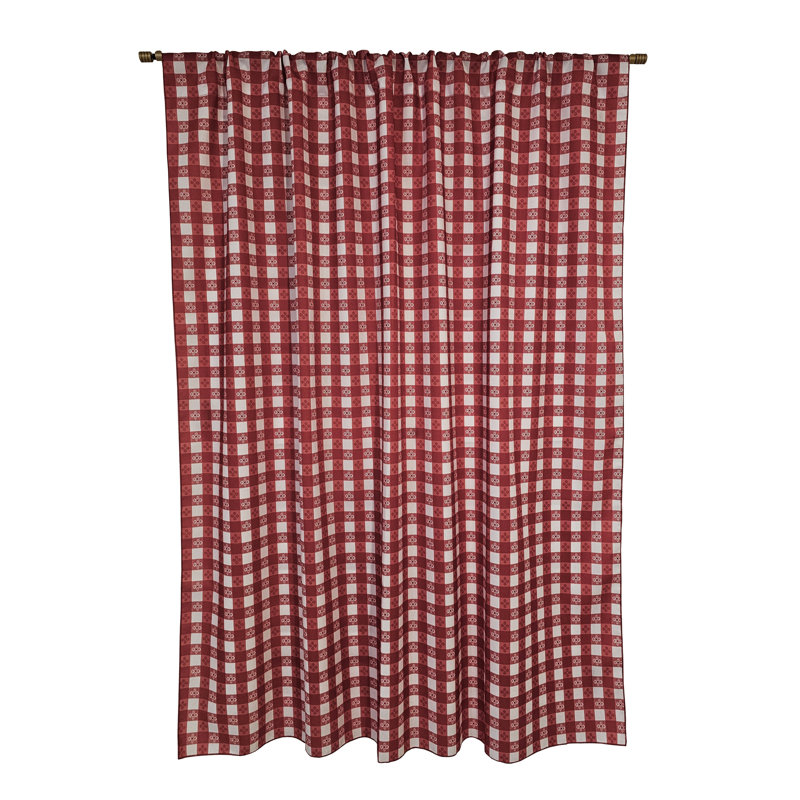 Poplin Tavern Gingham Check Print Polyester Window Curtain 58 Inch Wide, 58" W x 84" L, Burgundy
