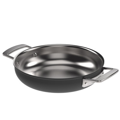 Demeyere Black 5 Stainless Steel With Ceramic Exterior Coating 9.5-In Double Handle Fry Pan