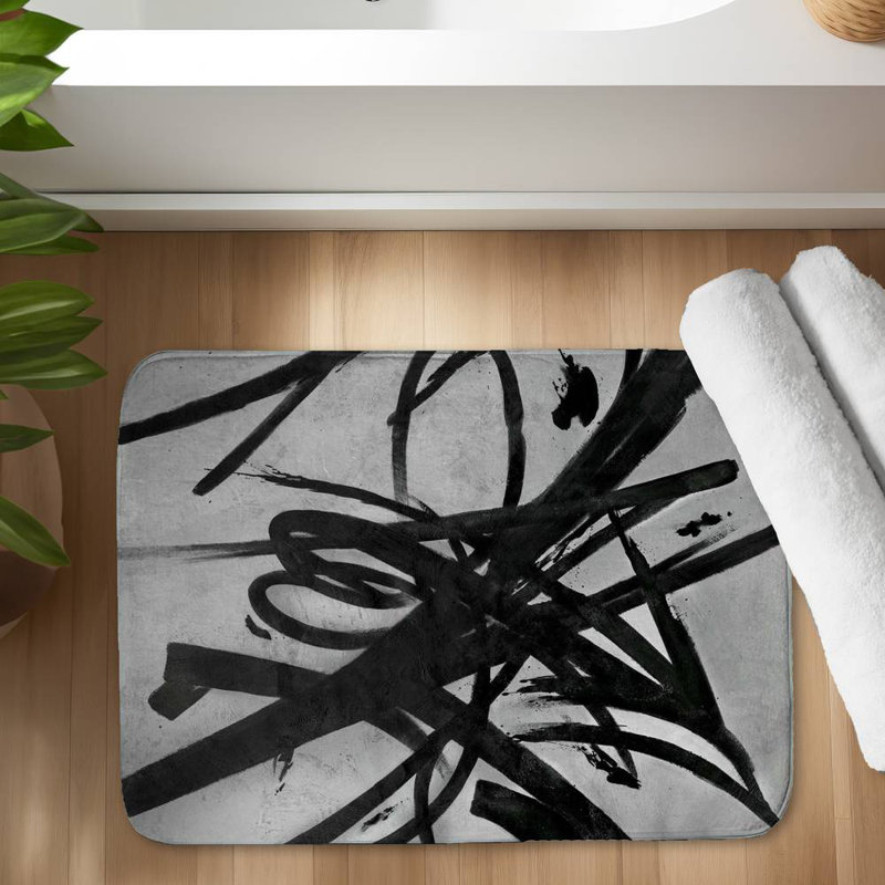 Circular strokes Bath Mat with Non-Slip Backing - Quick Dry Memory Foam Bathroom Rug - Absorbent - Modern Plush Spa-Style - Machine Washable