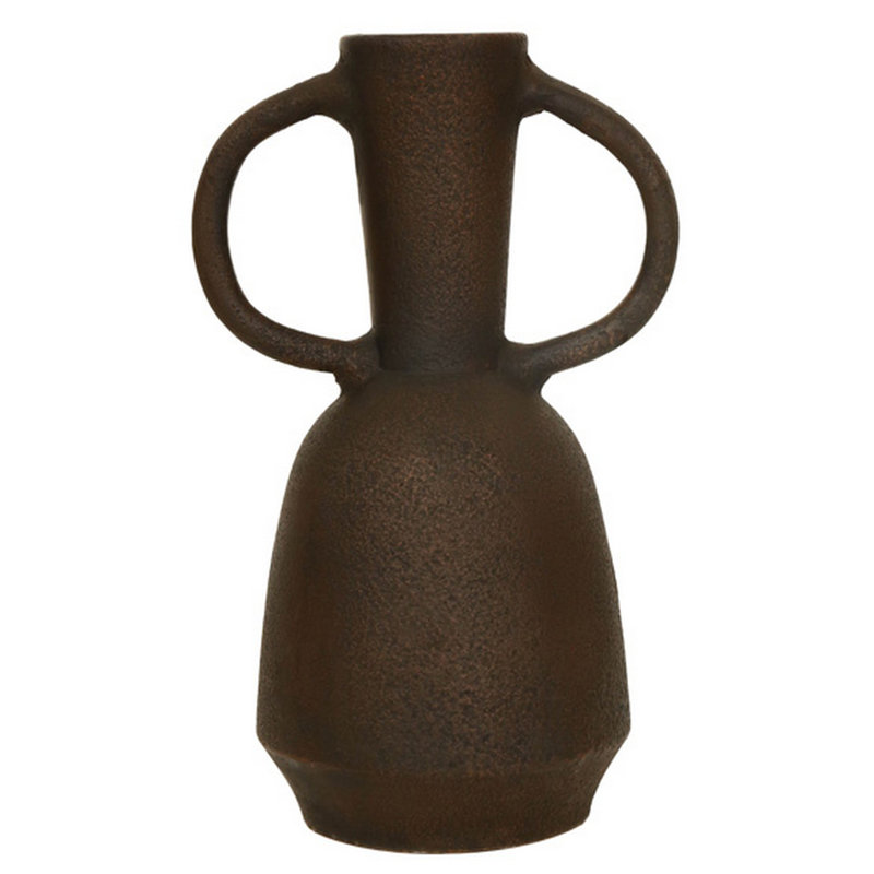 Vase à fleurs Adea, forme antique Amphora, style cou mince, terre cuite brune