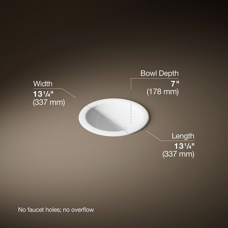 Compass® Ceramic Circular Dual Mount Bathroom Sink, White
