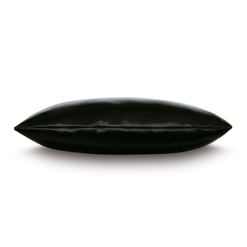 Muse Faux Leather Throw Pillow, Ink, 15"H x 26"W