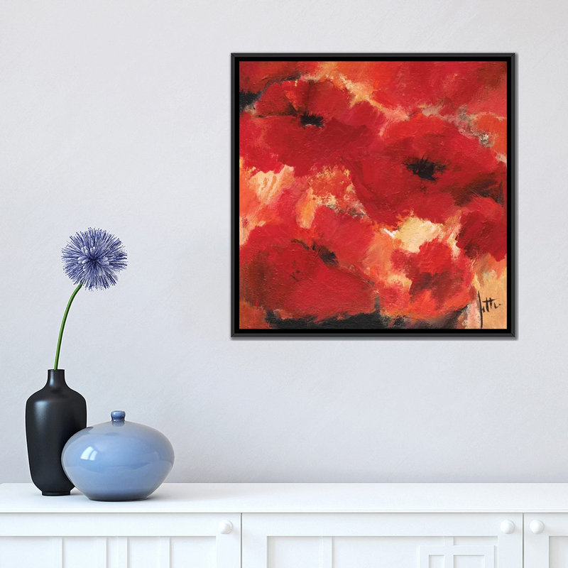 « abstract florals i », impression sur toile, H 18 po x l 18 po x P 1,5 po, Toile encadrée noire, Pas de tapis