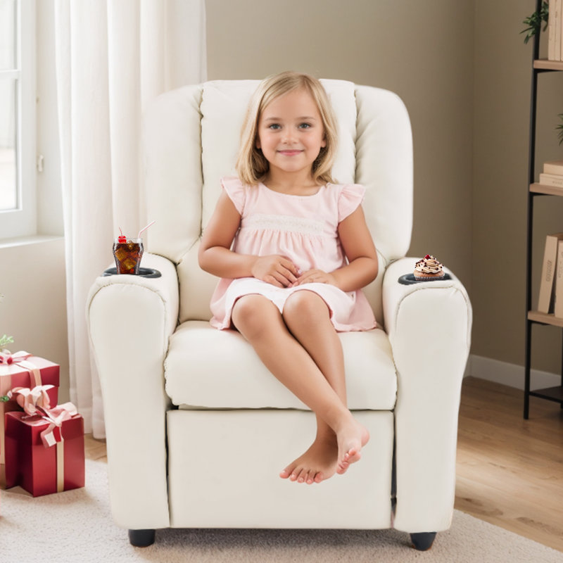 Esca Kids Recliner with 2 Cup Holder, Cream