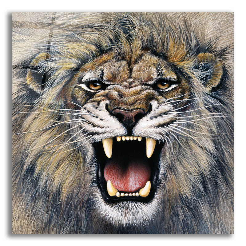 Bungalow rose «Lion» par Harro Maass, art mural en verre acrylique, H 12 po x l 12 po x P 0,2 po