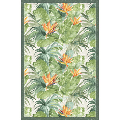 Hunter Floral Machine Printed Area Rug