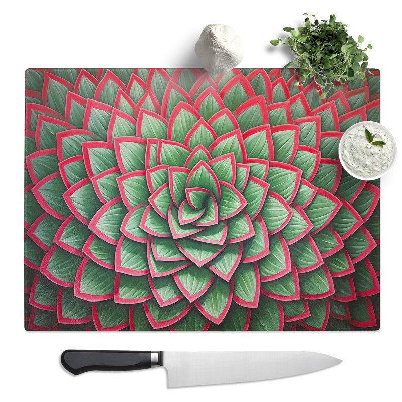 Succulent Op Art  Glass Chopping Board