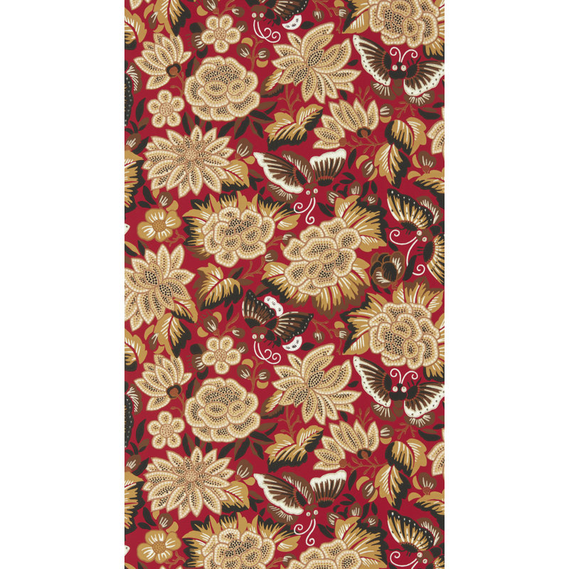 Amara Butterfly 10.05m x 52cm Matte Wallpaper Roll, Cinnabar/Ink Black