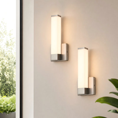 12 " H Dimmable Modern LED Wall Sconce with Rectangular Acrylic Lampshade, 3000K Hardwired