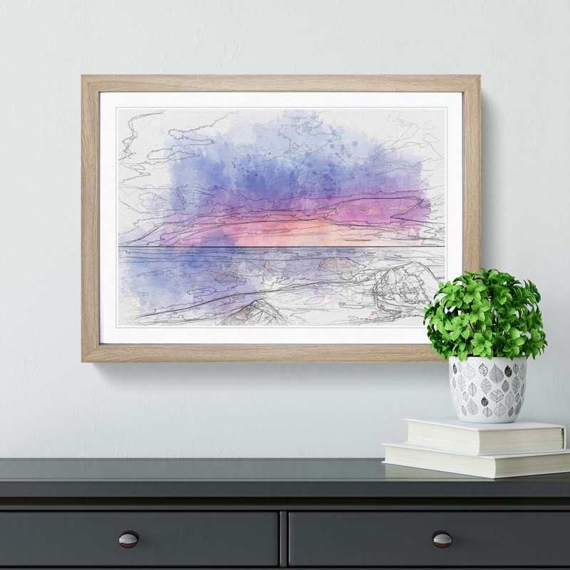 A Beach in Spain in Abstract - Picture Frame Graphic Art Print, Oak Framed, 62cm H x 87cm W x 2cm D