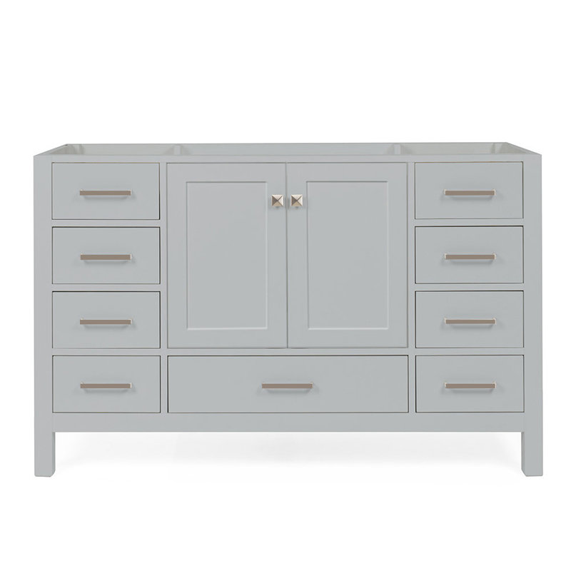Cambridge 54'' W Bathroom Vanity Base, Gray, Brushed Nickel