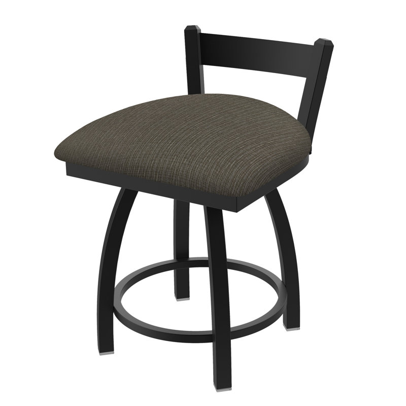 Tabouret de coiffeuse en métal Catalina, Tissu - graphique calice, Noir froissé