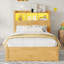 Petite chambre à coucher ou lit plateforme simple en bois massif avec rangement personnalisable et éclairage à DEL intégré, naturel chaleureux