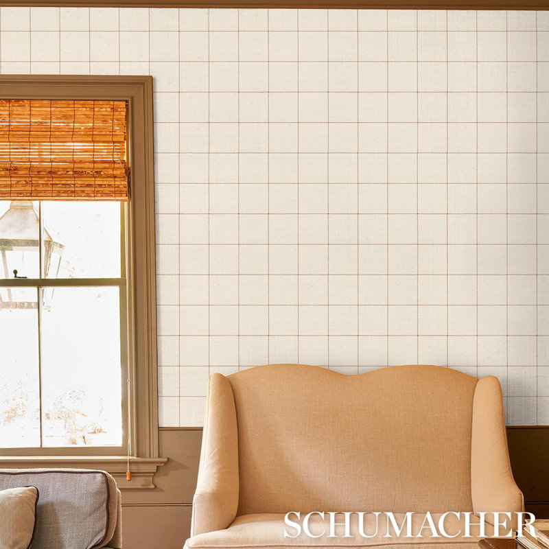Windowpane Embroidered Sisal Wallpaper, Java
