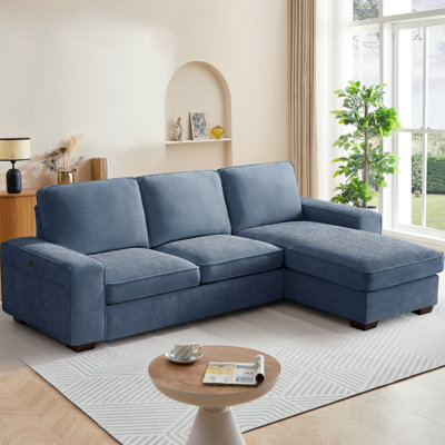 Canapé modulaire convertible 98,4 "en L de 98,4 po avec méridienne de rangement, canapé-lit modulaire surdimensionné à 3 places avec ports de chargement USB pour le salon